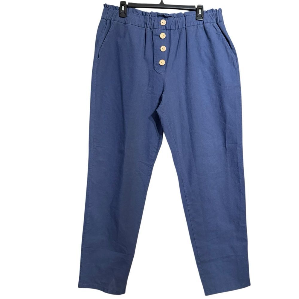 NWT Stylish Blue NiMin Women’s Elastic Waist Chinos with Button Accent- XL